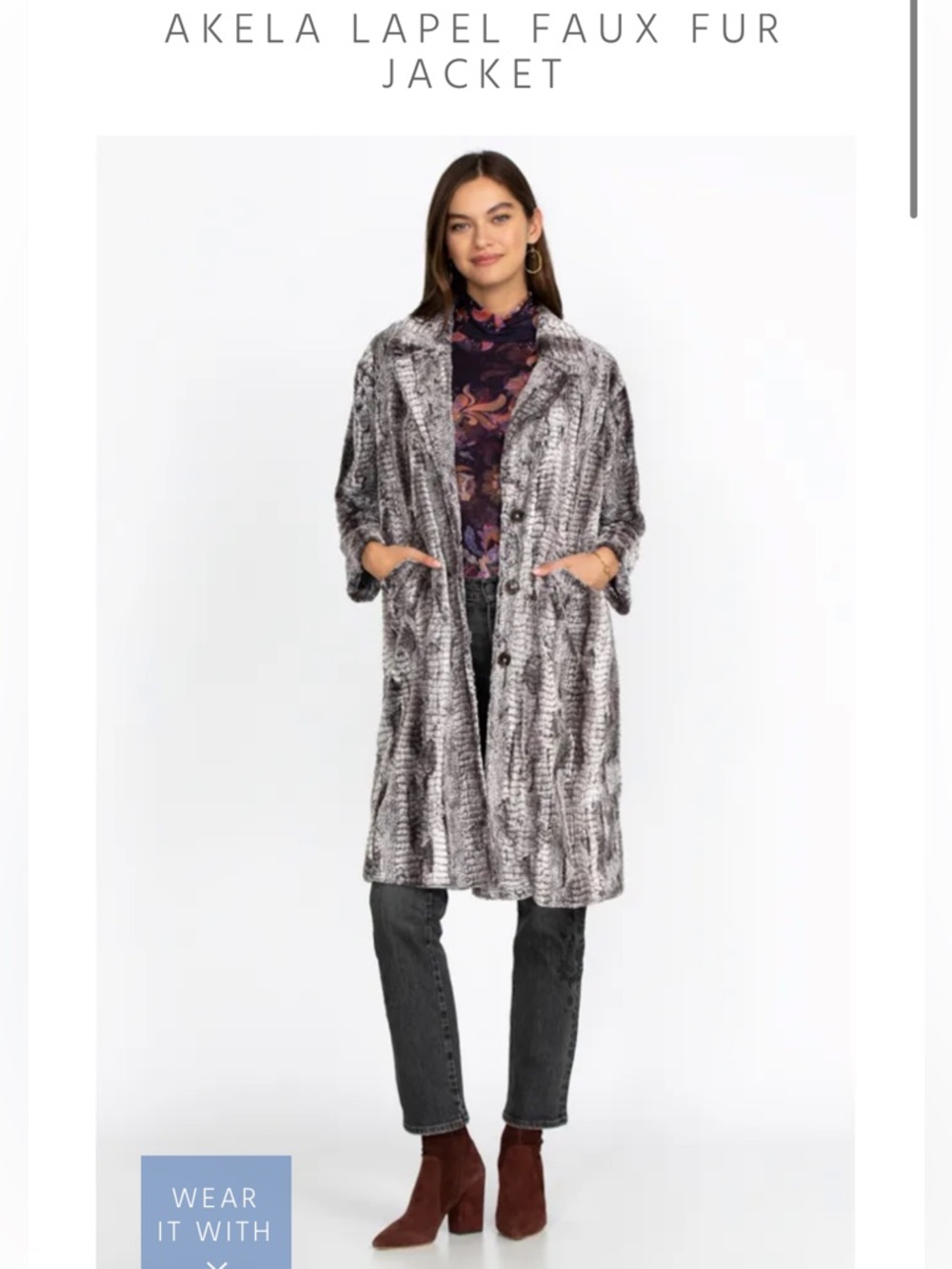 Johnny Was Workshop Akela Lapel Faux Fur Jacket - S
